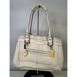 COACH F14686 Penelope Cream White Pebbled Leather Double Handle Shoulder Purse